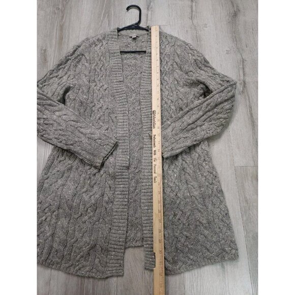 J‎ Jill Wool Cardigan Womens Medium Cable Knit Open Front Mohair Fisherman - Picture 8 of 10